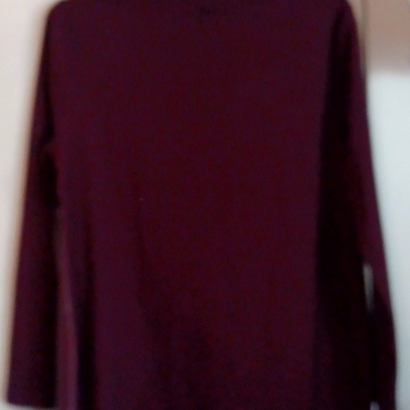 NWT. CHICOS, Faux plum leather boat neck top. SZ 1 - Picture 6 of 7